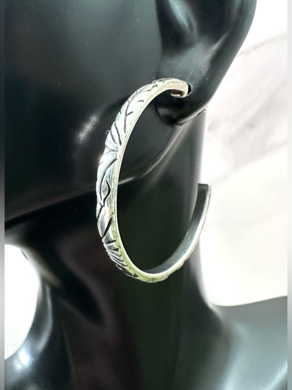 🤍Silver Etched Hoop Earrings